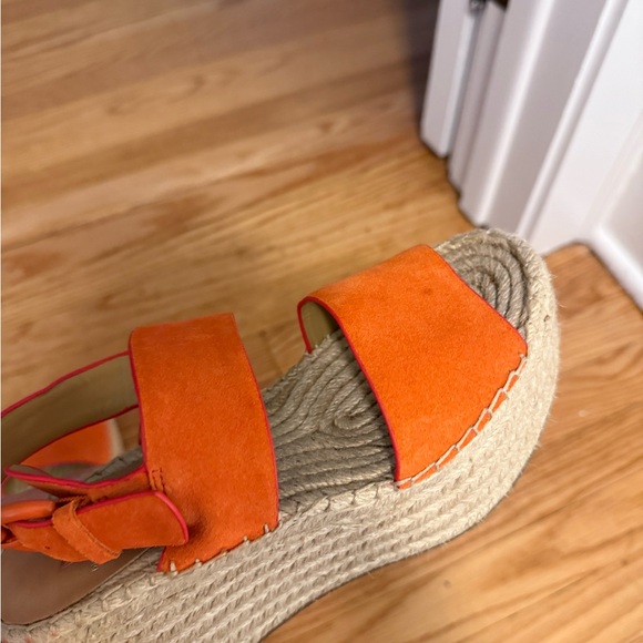 Marc Fisher LTD Renni Platform Espadrille Wedge Sandals Orange Suede Size 5 - Picture 13 of 16